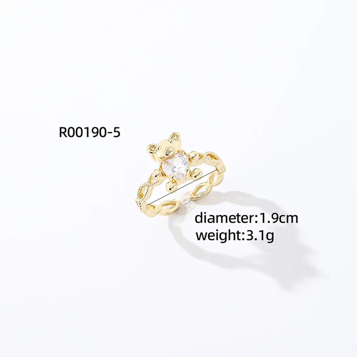 Casual Streetwear Animal Copper Asymmetrical Inlay Zircon Open Rings