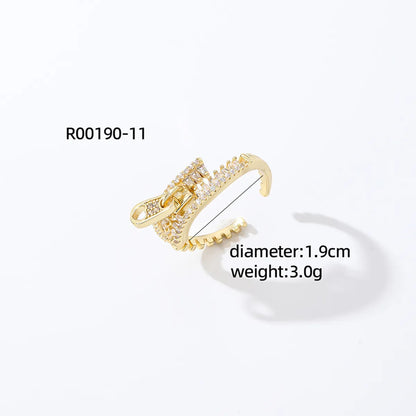 Casual Streetwear Animal Copper Asymmetrical Inlay Zircon Open Rings