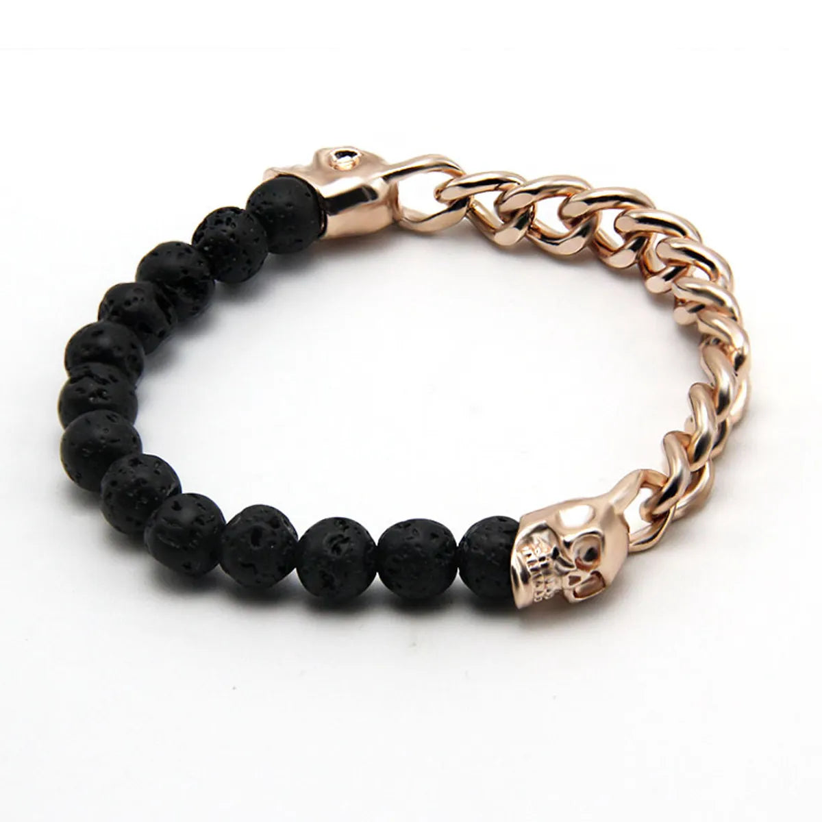 Casual Streetwear Color Block Alloy Volcanic Rock Iron Beaded Plating Couple Bracelets