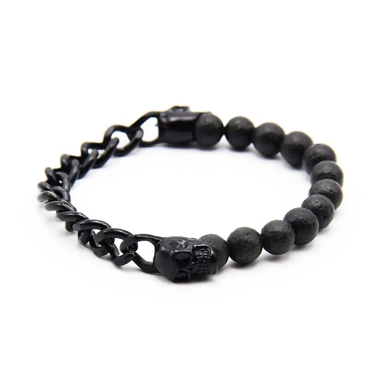 Casual Streetwear Color Block Alloy Volcanic Rock Iron Beaded Plating Couple Bracelets