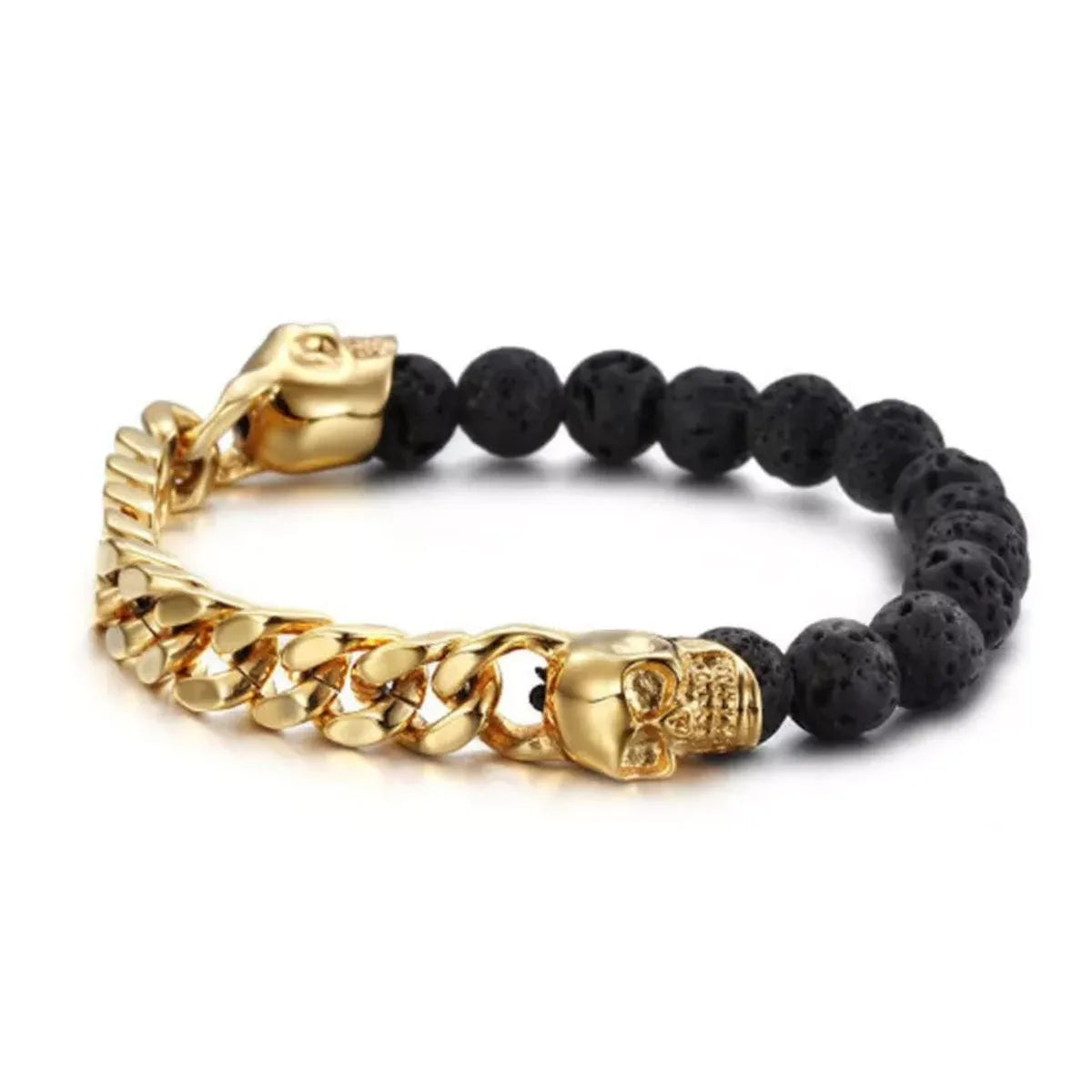 Casual Streetwear Color Block Alloy Volcanic Rock Iron Beaded Plating Couple Bracelets