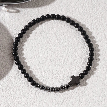 Casual Streetwear Cross Agate Men'S Bracelets