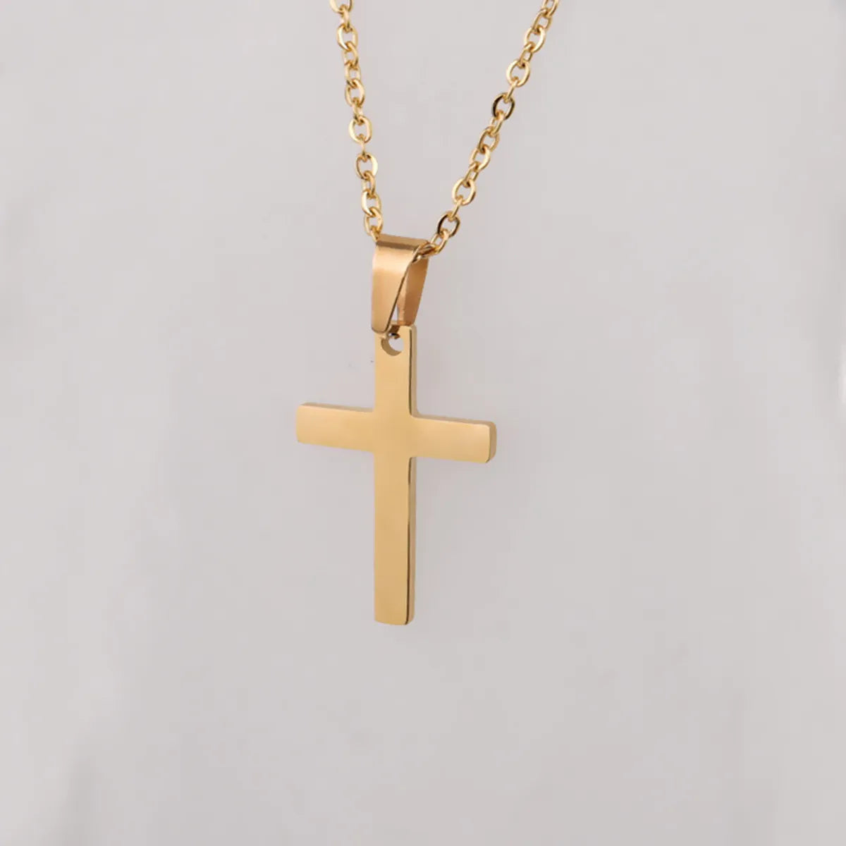 Casual Streetwear Cross Stainless Steel None 18K Gold Plated Unisex Pendant Necklace