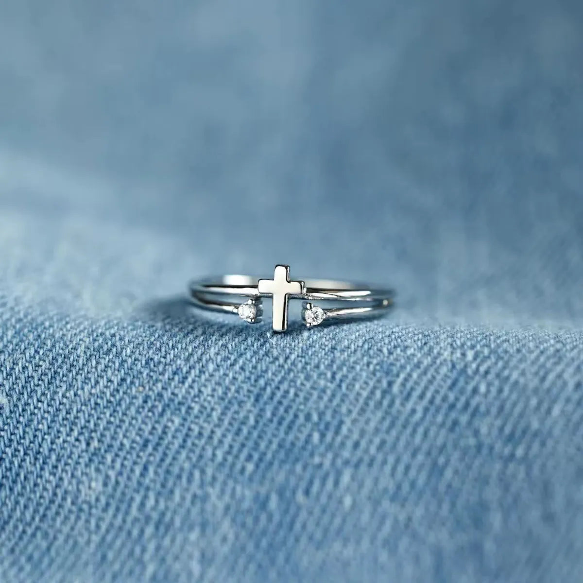 Casual Streetwear Cross Sterling Silver Plating Inlay Zircon Rings