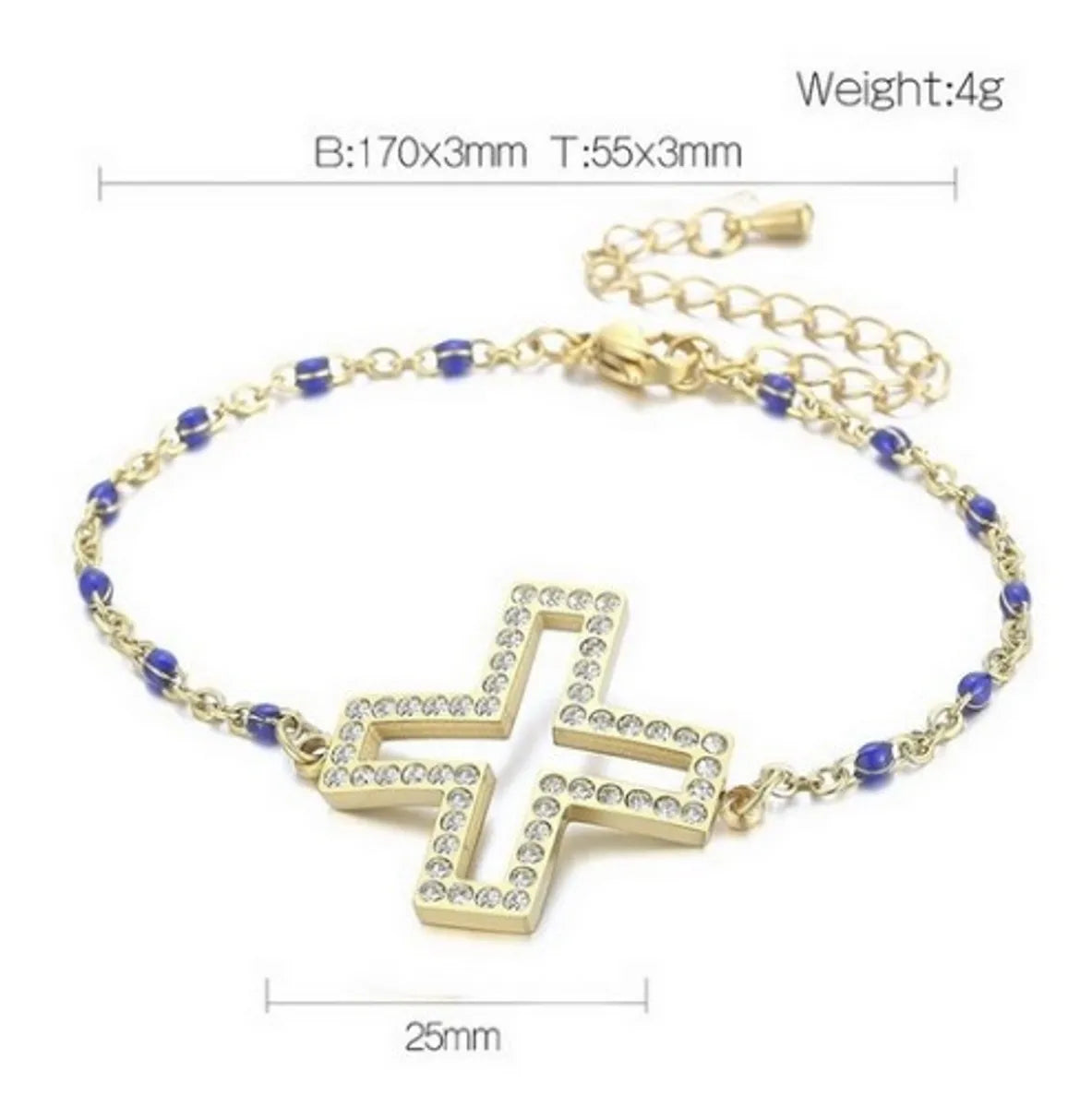 Casual Streetwear Cross Titanium Steel Inlay Zircon Bracelets