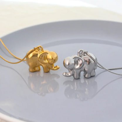 Casual Streetwear Elephant Stainless Steel Pendant Necklace