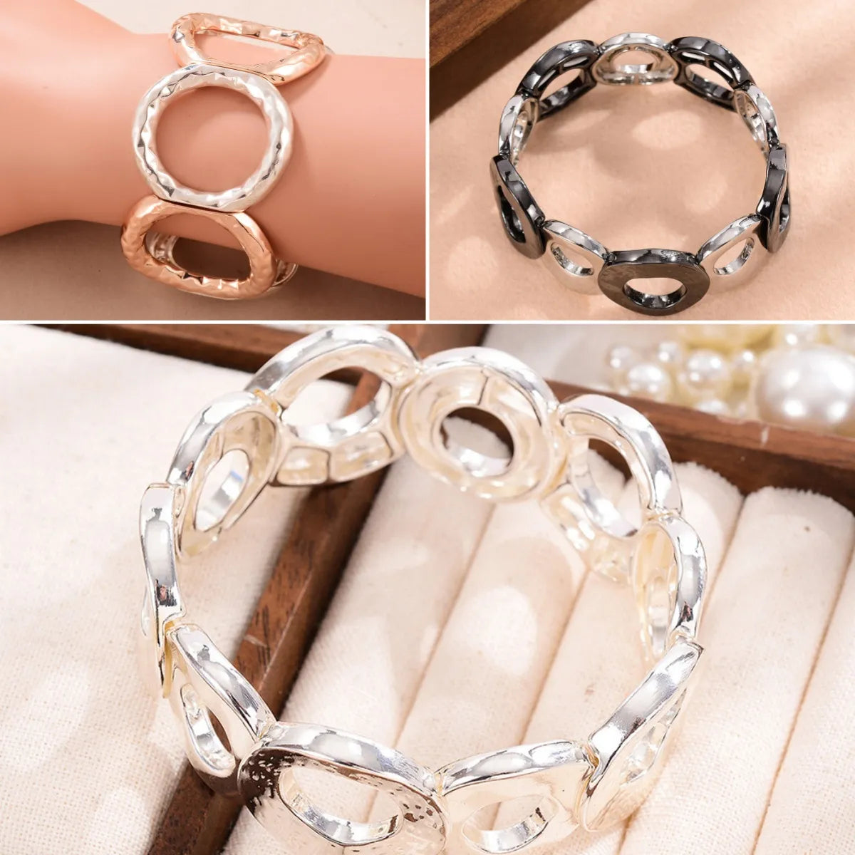 Casual Streetwear Geometric Alloy Plating Silver Plated Women's Bangle