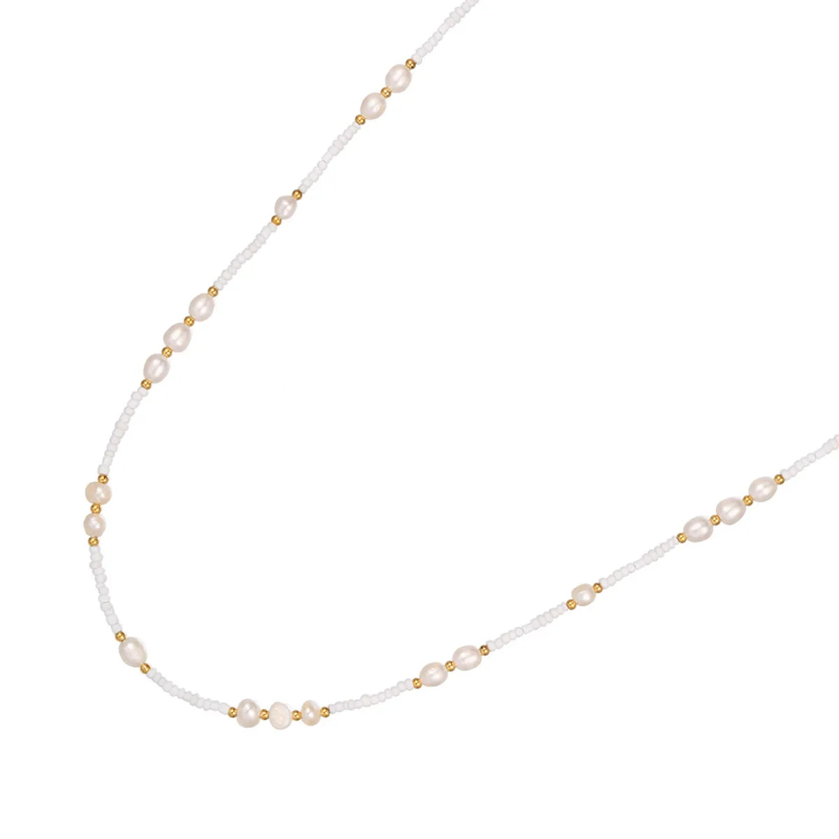 Casual Streetwear Geometric Freshwater Pearl Titanium Steel Necklace