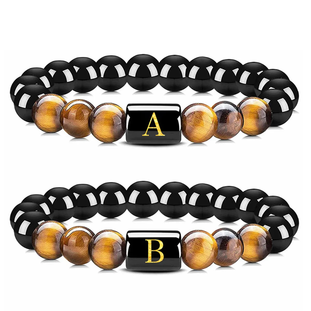 Casual Streetwear Geometric Obsidian Men'S Bracelets