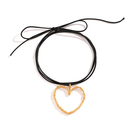 Casual Streetwear Heart Shape Alloy Wax Line Women'S Pendant Necklace