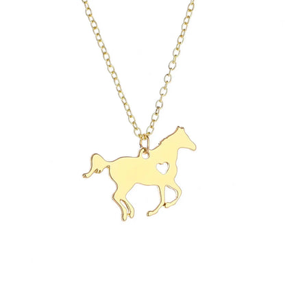 Casual Streetwear Horse Titanium Steel Metal Pendant Necklace