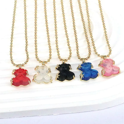 Casual Streetwear Little Bear Copper Gold Plated Pendant Necklace In Bulk