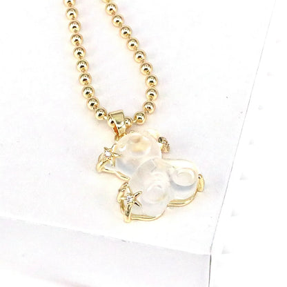 Casual Streetwear Little Bear Copper Gold Plated Pendant Necklace In Bulk