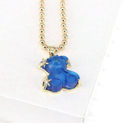 Casual Streetwear Little Bear Copper Gold Plated Pendant Necklace In Bulk