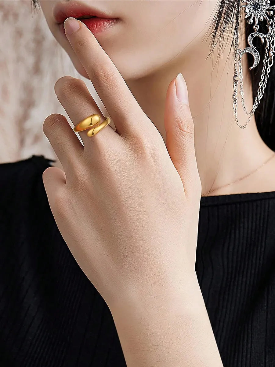 Casual Streetwear Solid Color Stainless Steel Plating 18k Gold Plated Rings