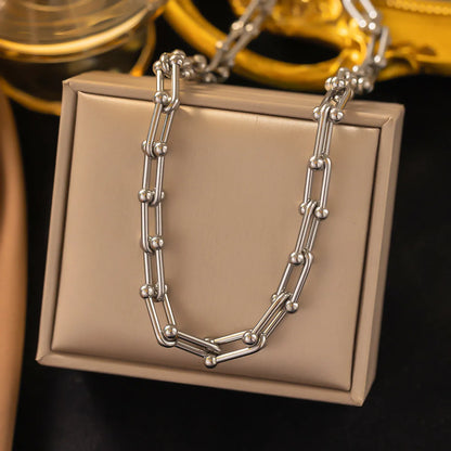 Wholesale Casual Streetwear U Shape Titanium Steel Plating Bracelets Necklace