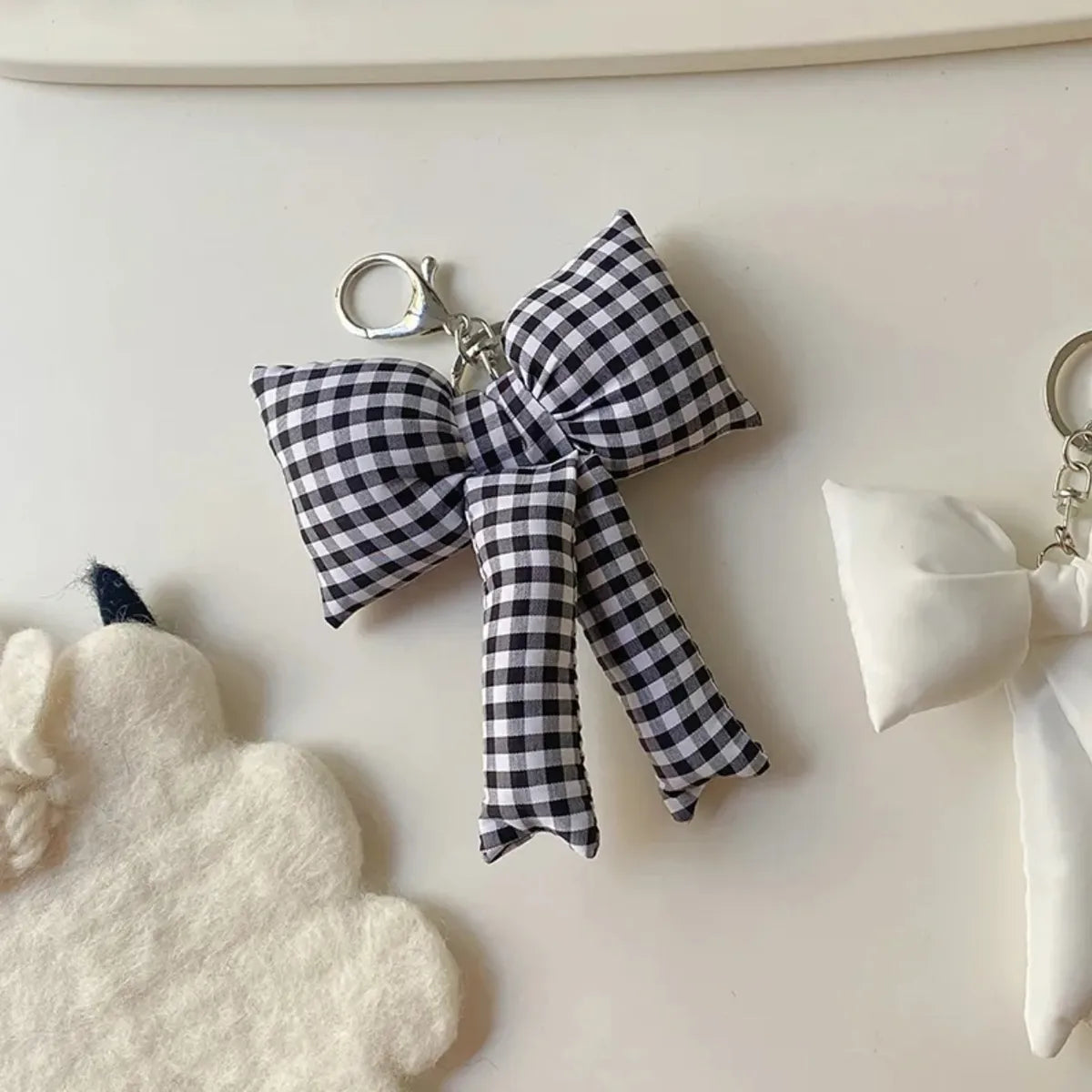 Casual Sweet Bow Knot Cloth Bag Pendant Keychain