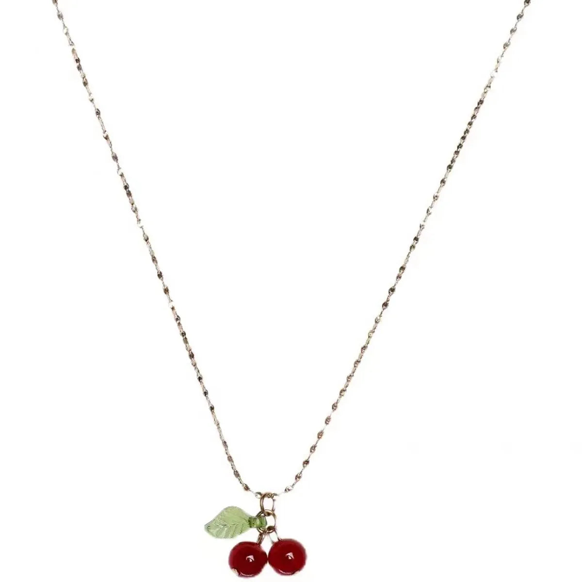 Casual Sweet Cherry Titanium Steel Plating 18k Gold Plated Pendant Necklace