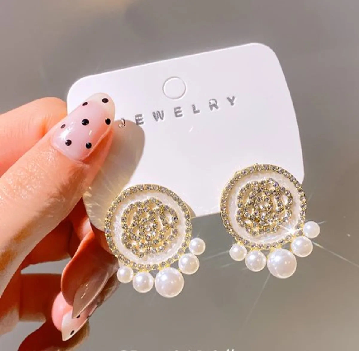 1 Pair Casual Sweet Circle Flower Bow Knot Tassel Plating Inlay Alloy Rhinestones Pearl Earrings