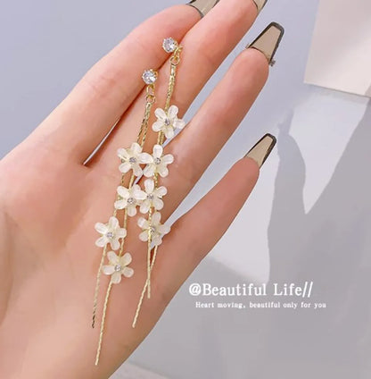 1 Pair Casual Sweet Circle Flower Bow Knot Tassel Plating Inlay Alloy Rhinestones Pearl Earrings