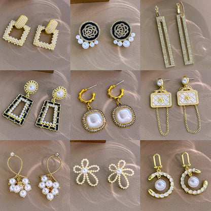 1 Pair Casual Sweet Circle Flower Bow Knot Tassel Plating Inlay Alloy Rhinestones Pearl Earrings