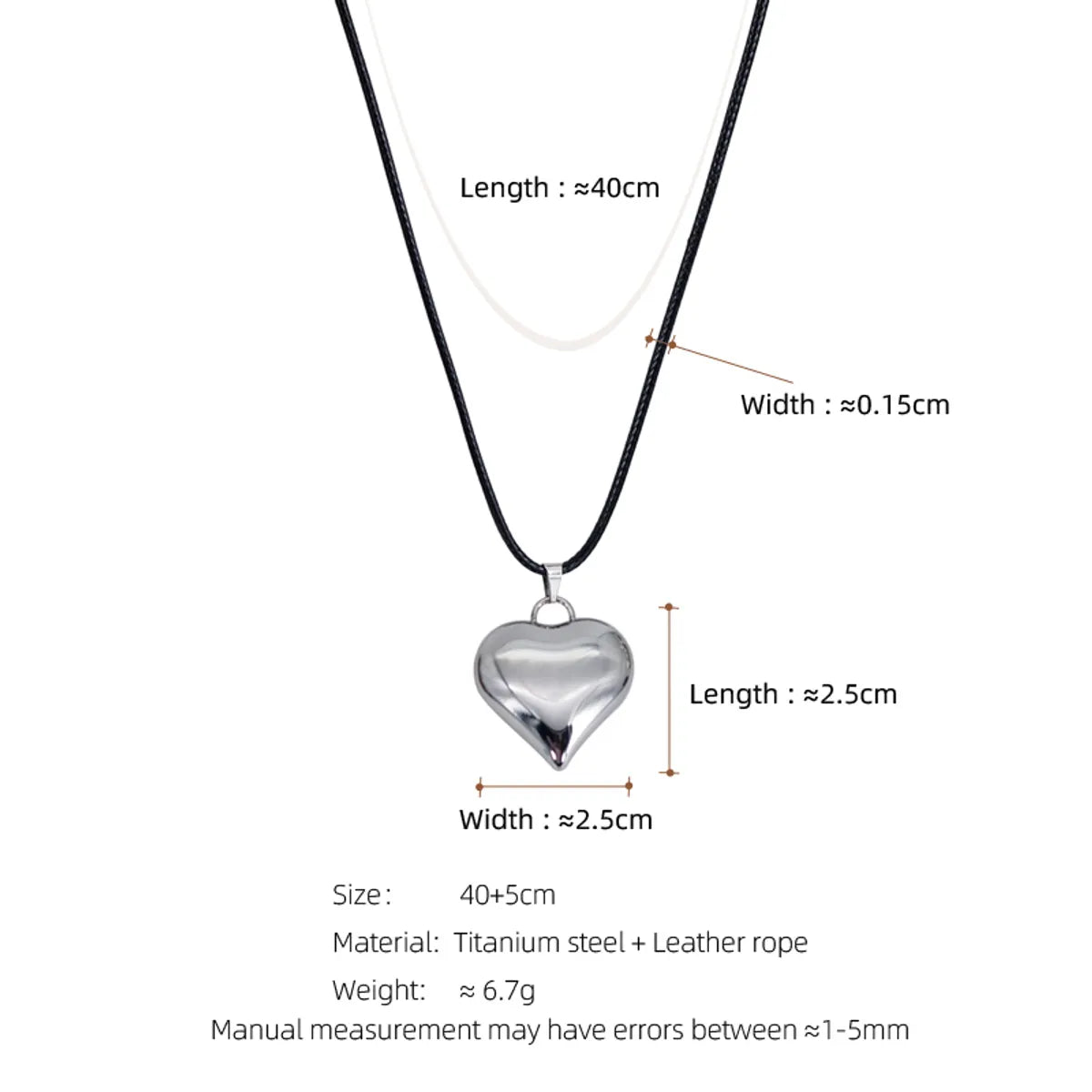 Casual Sweet Commute Heart Shape Titanium Steel Pendant Necklace