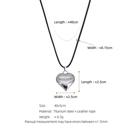 Casual Sweet Commute Heart Shape Titanium Steel Pendant Necklace