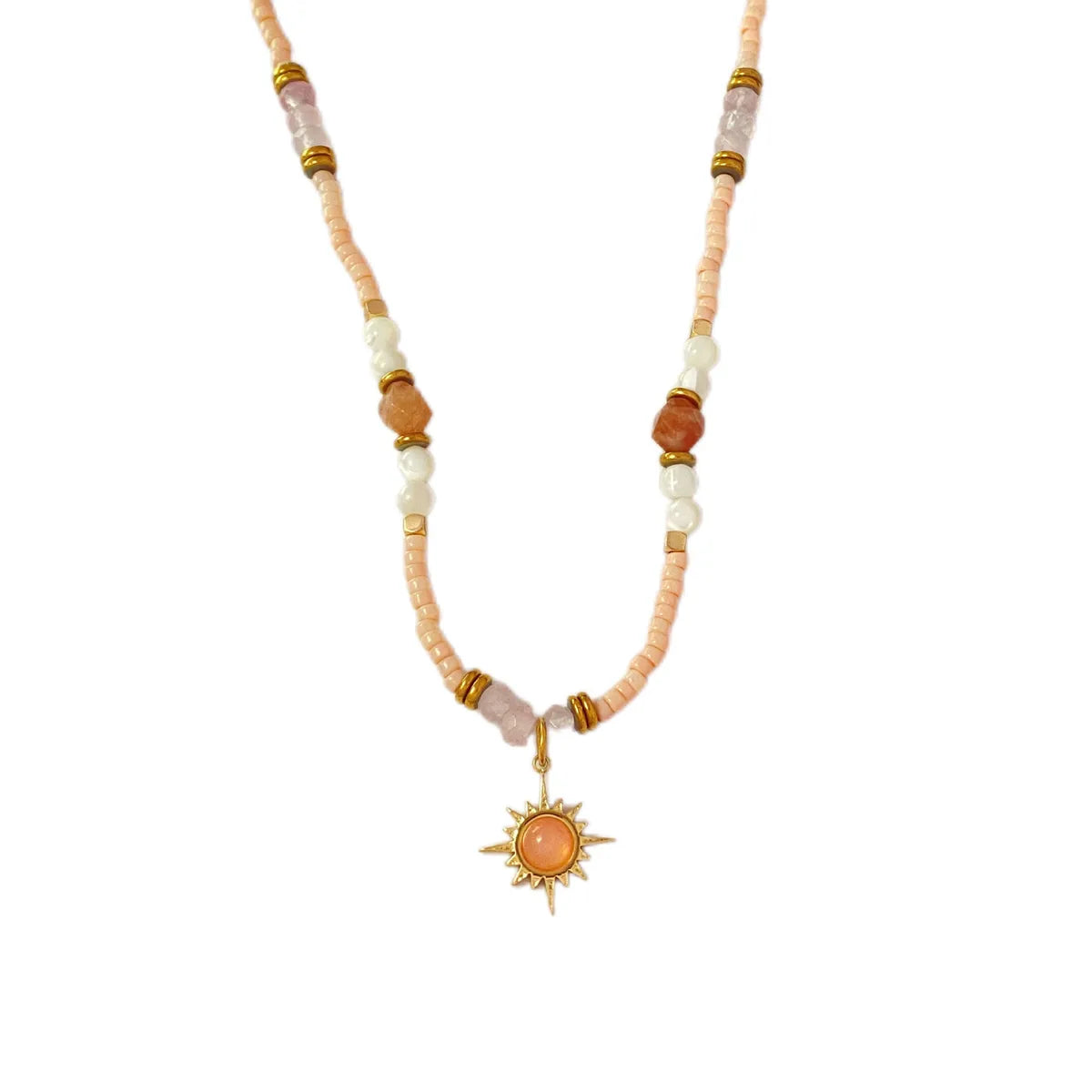 Casual Sweet Geometric Sun Natural Stone Beaded Wholesale Necklace