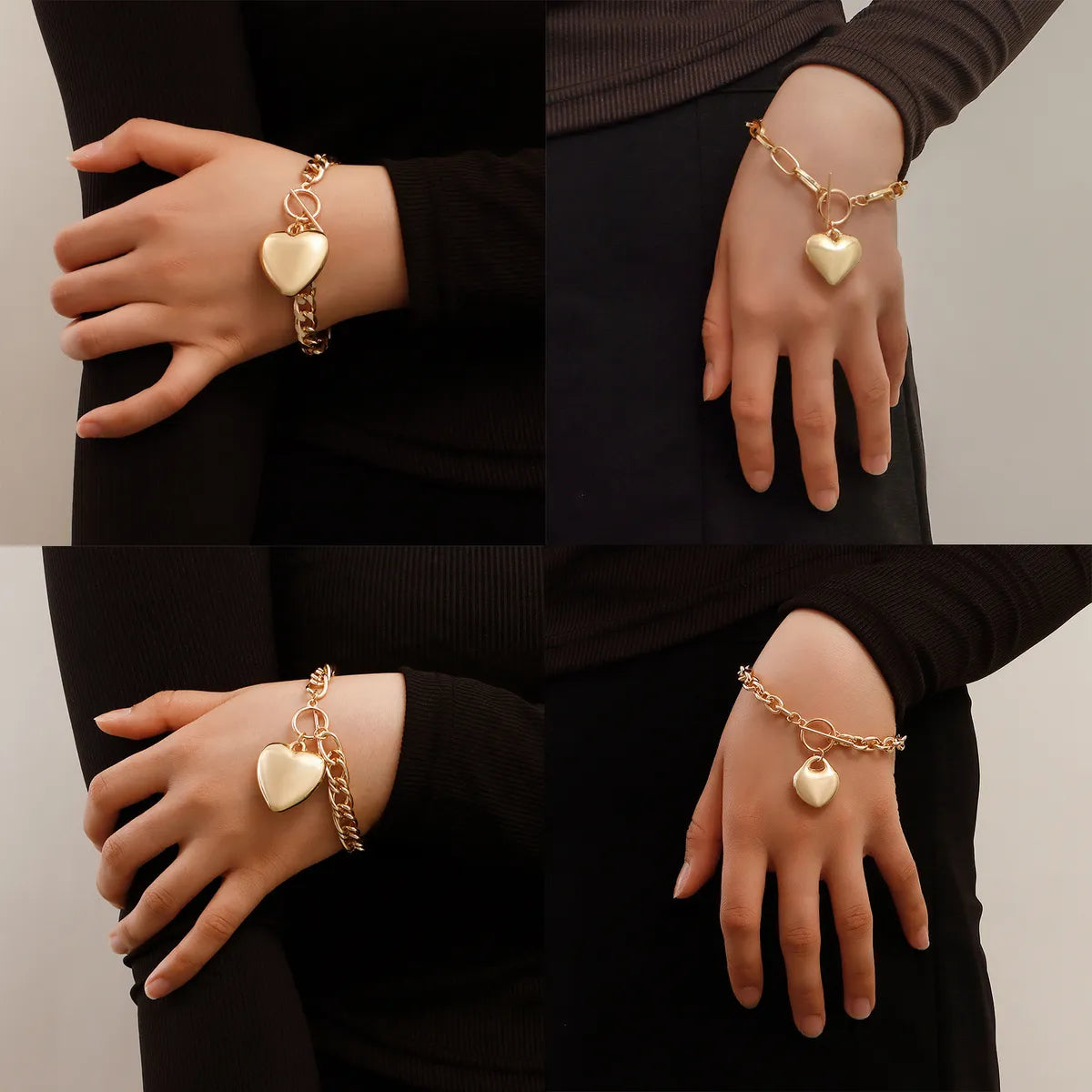 Casual Sweet Heart Shape Alloy Plating Women'S Bracelets