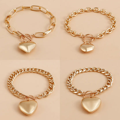 Casual Sweet Heart Shape Alloy Plating Women'S Bracelets