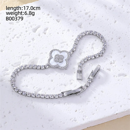 Casual Sweet Heart Shape Flower Butterfly Copper Inlay Zircon Bracelets