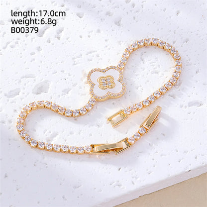 Casual Sweet Heart Shape Flower Butterfly Copper Inlay Zircon Bracelets