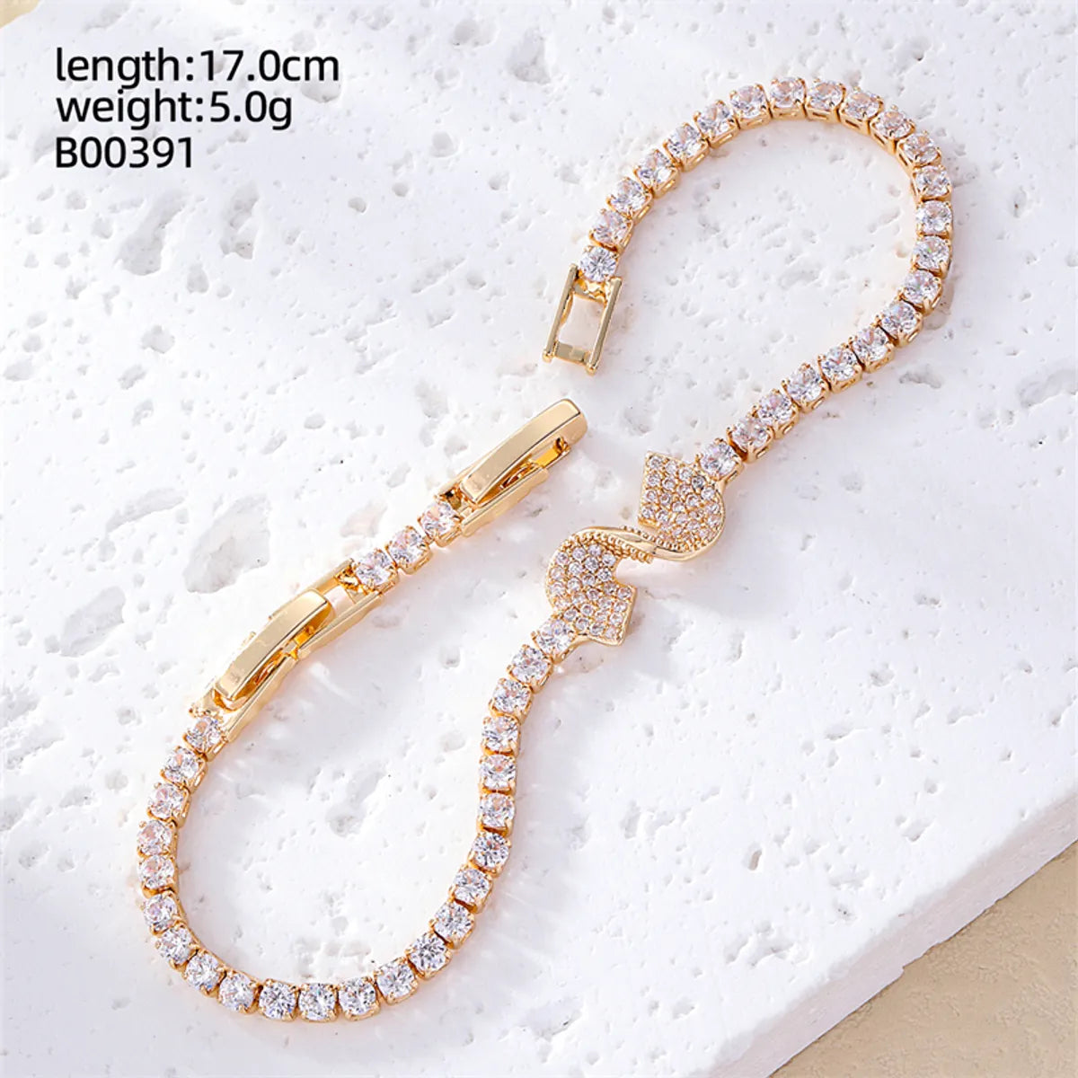 Casual Sweet Heart Shape Flower Butterfly Copper Inlay Zircon Bracelets