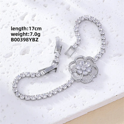 Casual Sweet Heart Shape Flower Butterfly Copper Inlay Zircon Bracelets