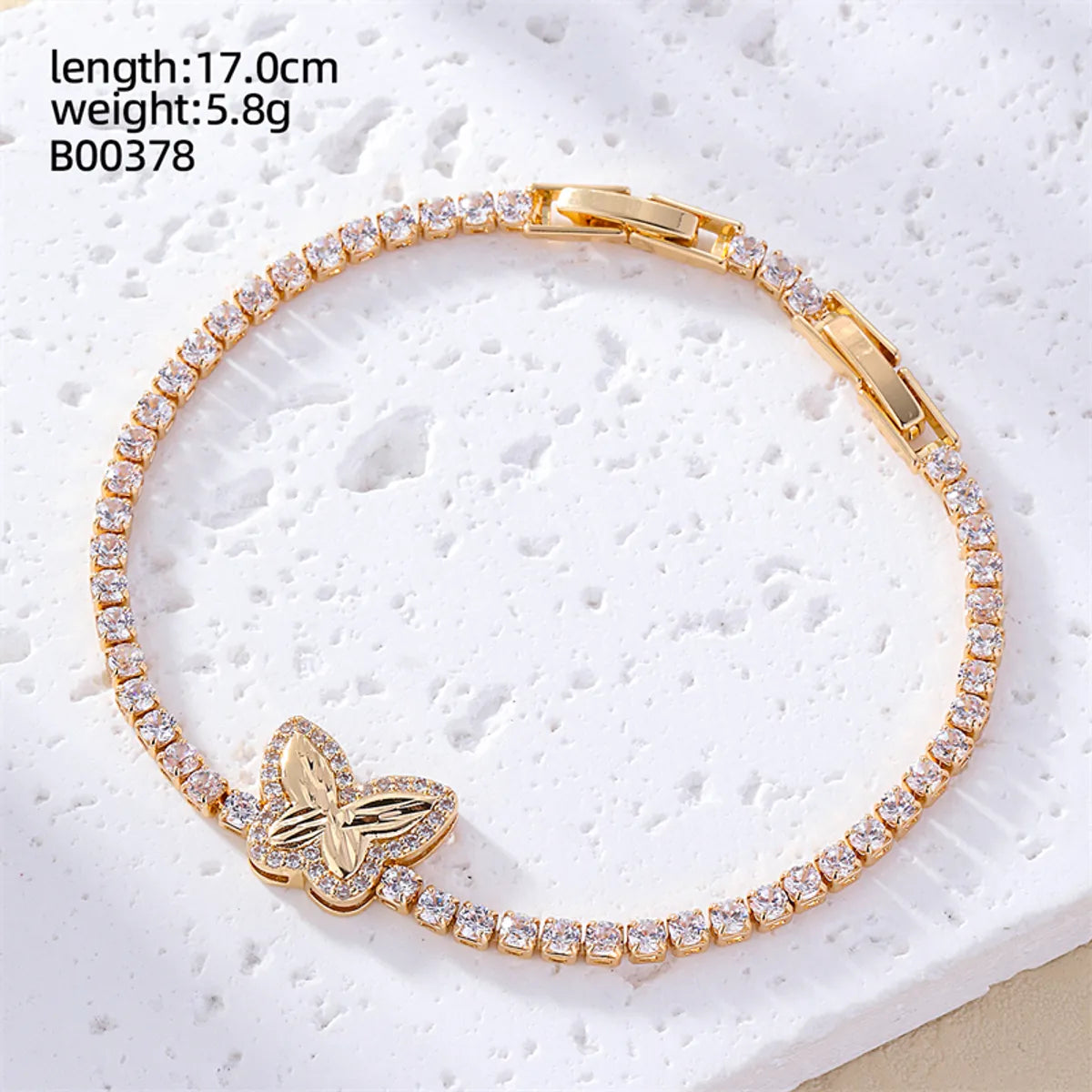 Casual Sweet Heart Shape Flower Butterfly Copper Inlay Zircon Bracelets