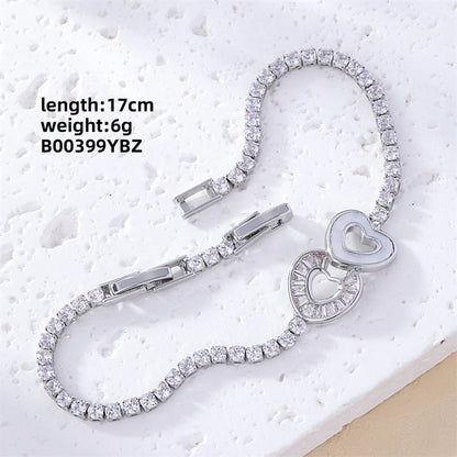 Casual Sweet Heart Shape Flower Butterfly Copper Inlay Zircon Bracelets