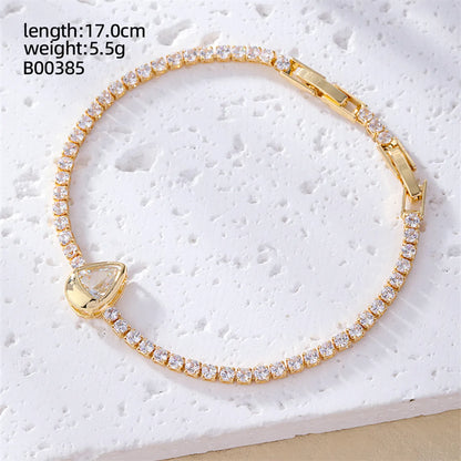 Casual Sweet Heart Shape Flower Butterfly Copper Inlay Zircon Bracelets