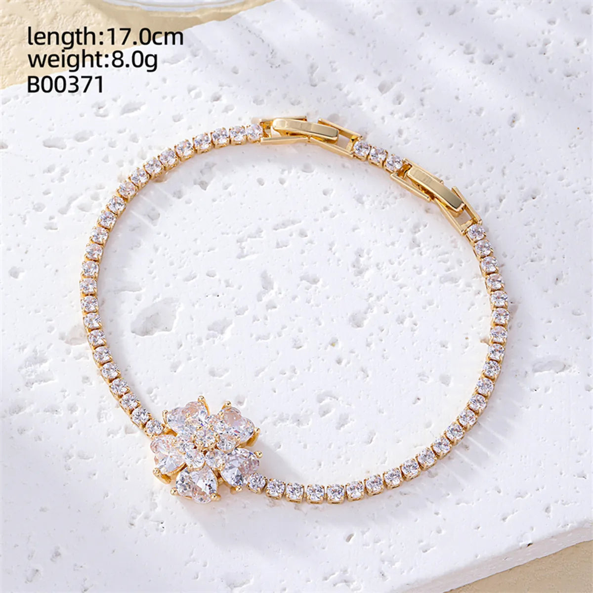 Casual Sweet Heart Shape Flower Butterfly Copper Inlay Zircon Bracelets