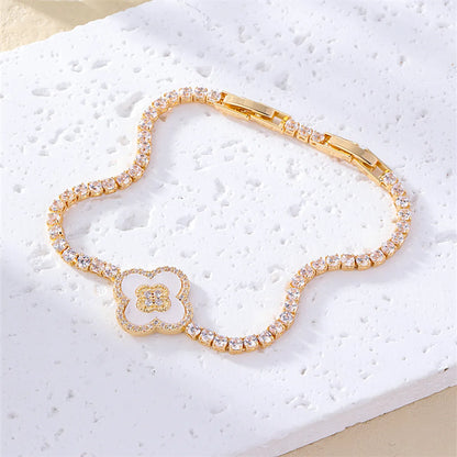 Casual Sweet Heart Shape Flower Butterfly Copper Inlay Zircon Bracelets