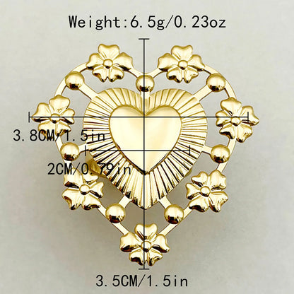 Casual Sweet Heart Shape Flower Stainless Steel Polishing Plating Gold Plated Open Rings