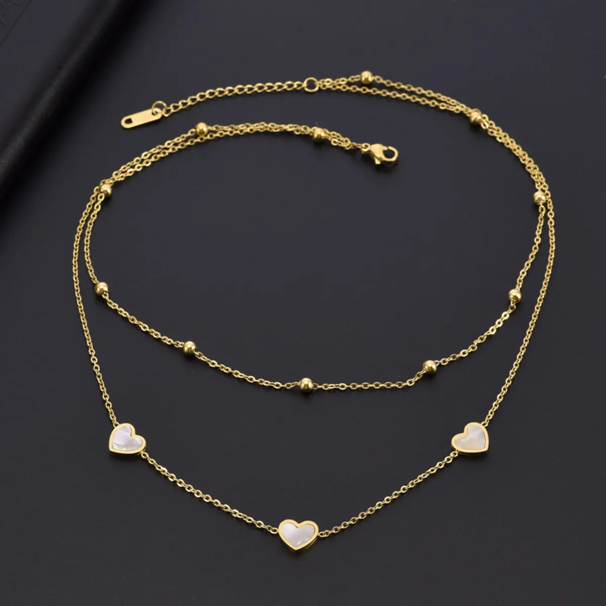 Casual Sweet Heart Shape Titanium Steel Plating Layered Necklaces