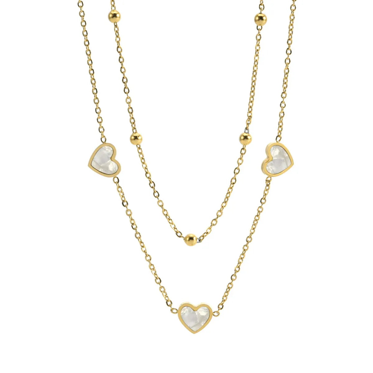 Casual Sweet Heart Shape Titanium Steel Plating Layered Necklaces