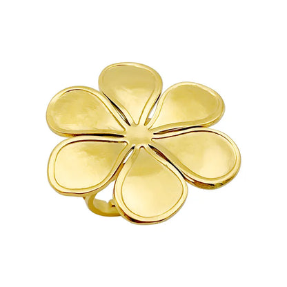 304 Stainless Steel 14K Gold Plated Casual Sweet Pastoral Polishing Plating Flower Open Rings