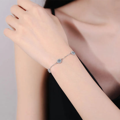 Casual Sweet Round Square Sterling Silver Plating Inlay Zircon Silver Plated Bracelets