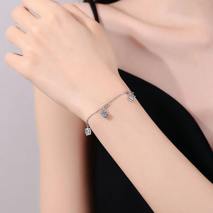 Casual Sweet Round Square Sterling Silver Plating Inlay Zircon Silver Plated Bracelets