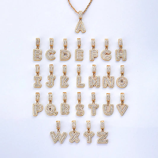 Casual Sweet Shiny Letter Copper Zircon Pendant Necklace In Bulk