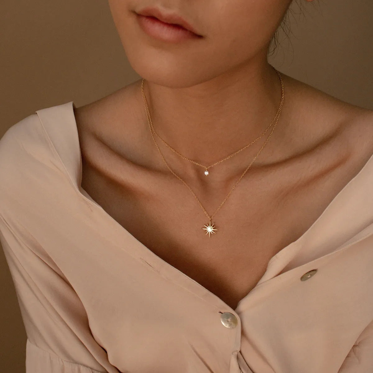 Casual Sweet Shiny Star Stainless Steel Plating Inlay Zircon 18k Gold Plated Layered Necklaces