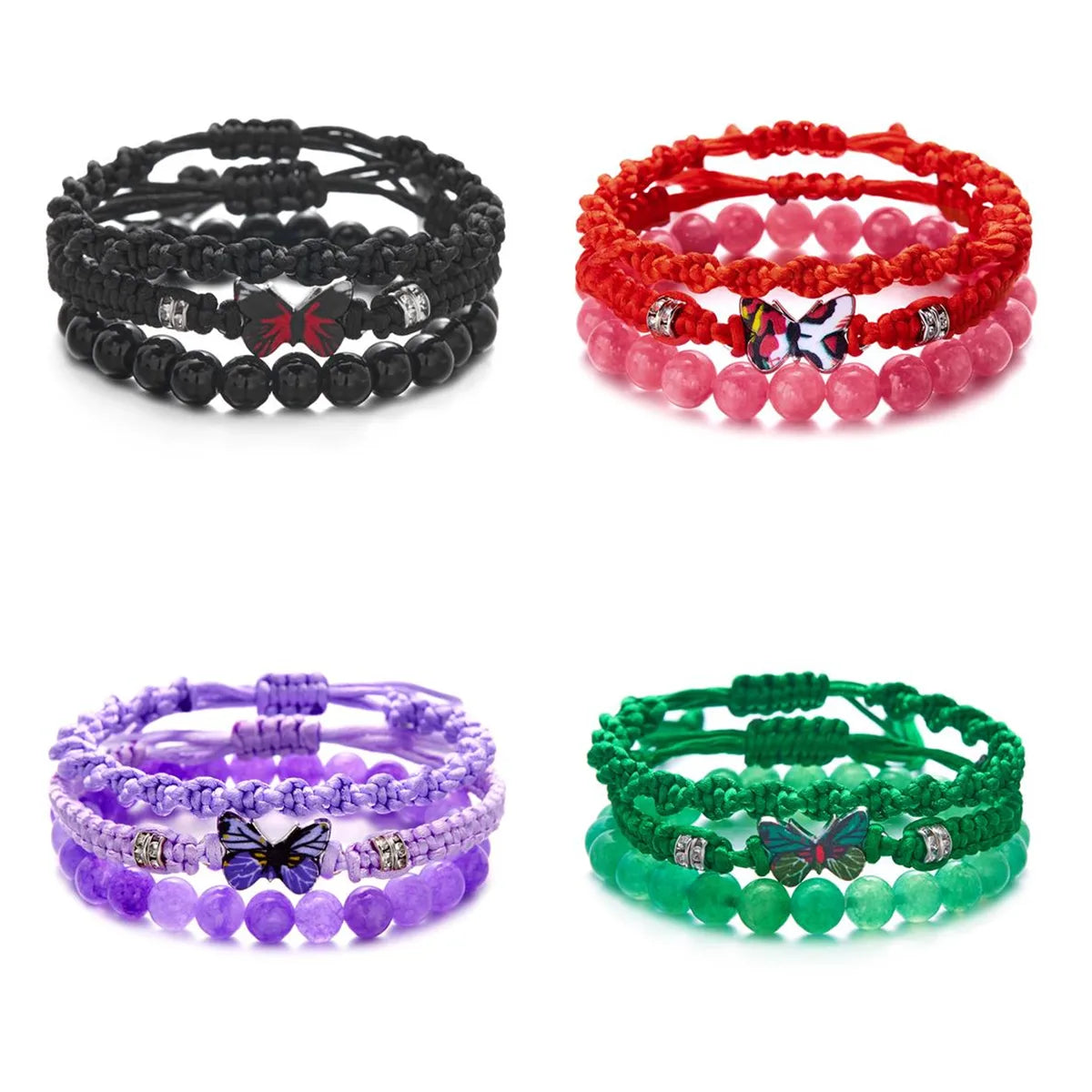 Casual Sweet Simple Style Butterfly Alloy Polyester Stone Wholesale Bracelets Drawstring Bracelets