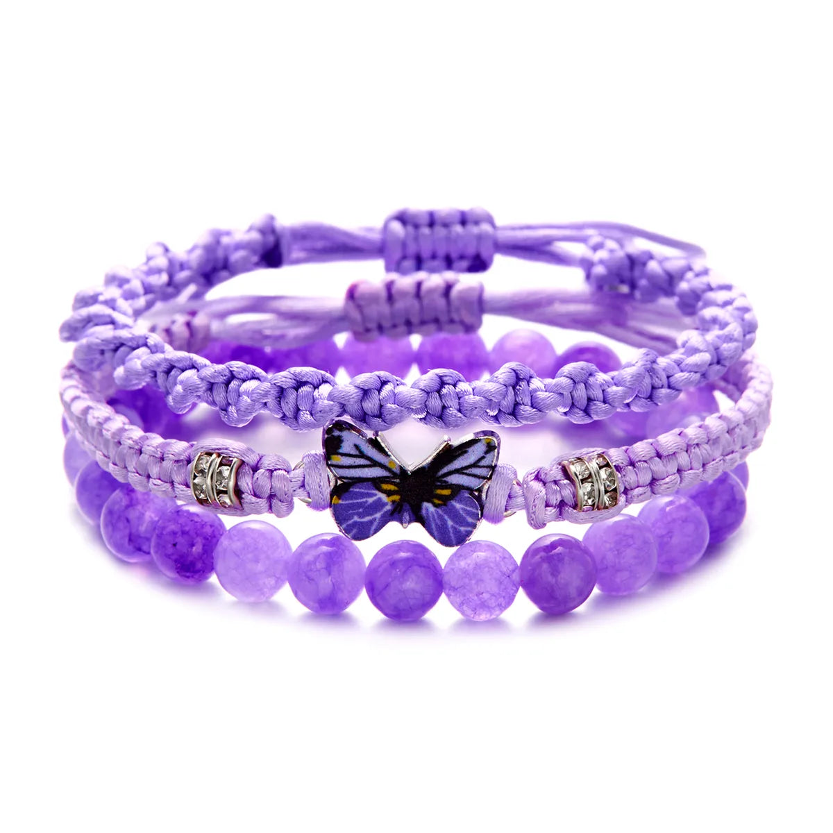 Casual Sweet Simple Style Butterfly Alloy Polyester Stone Wholesale Bracelets Drawstring Bracelets