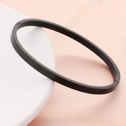 Casual Sweet Simple Style Round Stainless Steel Titanium Steel Plating Metal Button Rose Gold Plated Gold Plated Silver Plated Bangle